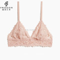 2017 Nuevo diseño Conjunto de encaje de cadena Encaje Lencería sexy Malla Tamaño Plu Triángulo Mujeres Bralette personalizado